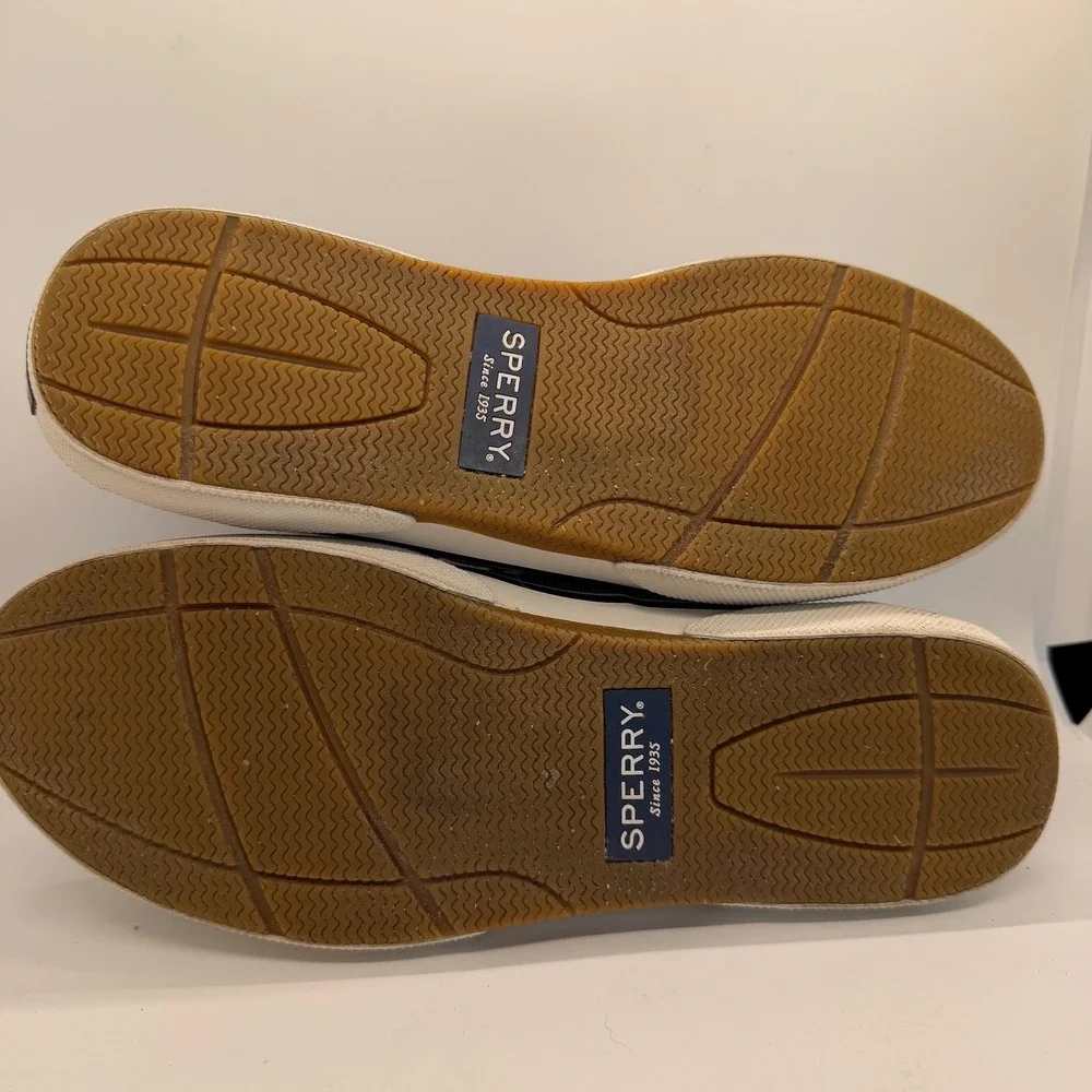 Sperry Bahama II Boat Shoes Mens 9 Brown Tan Canvas Leather Sneakers STS21489
